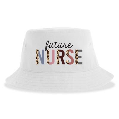 Future Nurse Student Leopard Print Nursing School Meaningful Gift Sustainable Bucket Hat