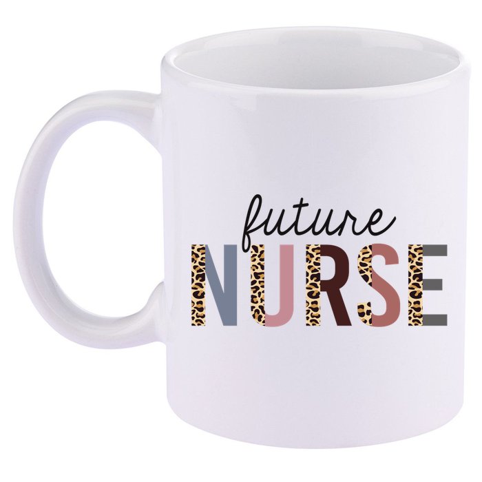 Future Nurse Student Leopard Print Nursing School Meaningful Gift 11oz C Handle Ceramic Mug