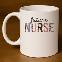 Future Nurse Student Leopard Print Nursing School Meaningful Gift 11oz C Handle Ceramic Mug