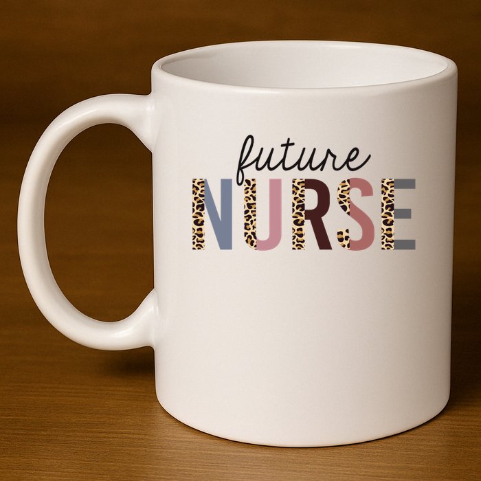 Future Nurse Student Leopard Print Nursing School Meaningful Gift 11oz C Handle Ceramic Mug