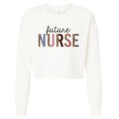 Future Nurse Student Leopard Print Nursing School Meaningful Gift Cropped Pullover Crew