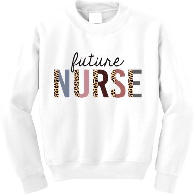 Future Nurse Student Leopard Print Nursing School Meaningful Gift Kids Sweatshirt