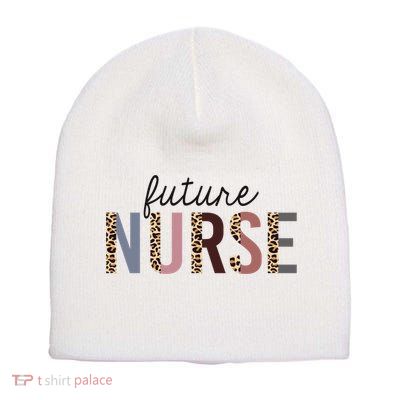 Future Nurse Student Leopard Print Nursing School Meaningful Gift Short Acrylic Beanie