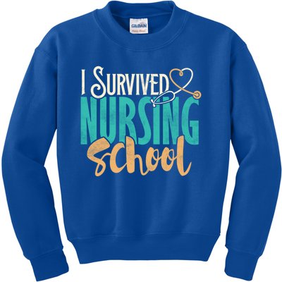 Funny Nursing School I Survived Nursing School Gift Cool Gift Kids Sweatshirt