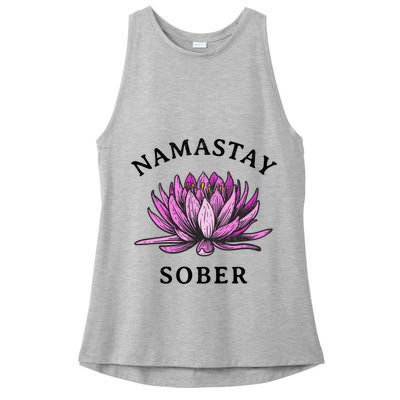 Funny Namastay Sober Na Aa 12 Step Recovery Funny Gift Ladies PosiCharge Tri-Blend Wicking Tank
