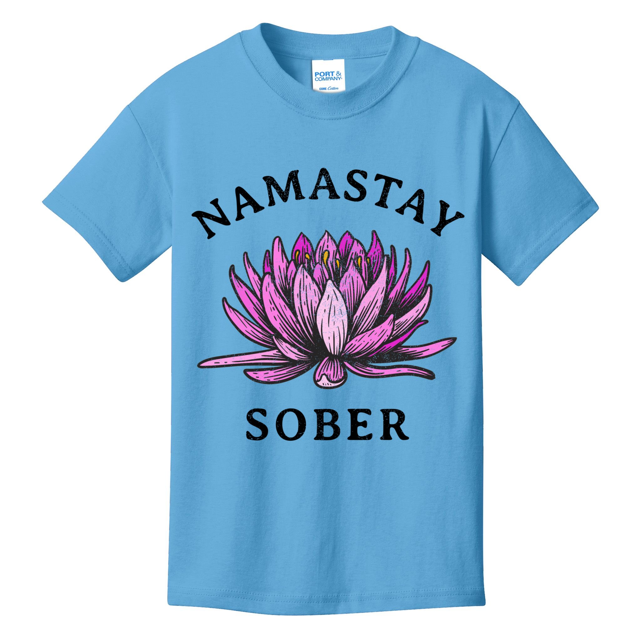 Funny Namastay Sober Na Aa 12 Step Recovery Funny Gift Kids T-Shirt