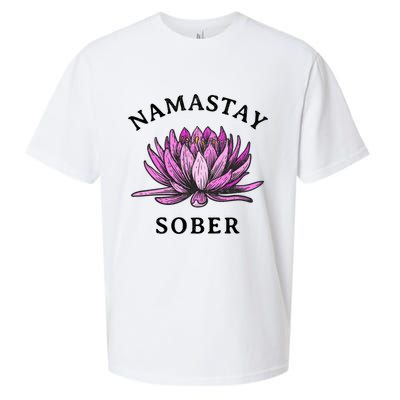 Funny Namastay Sober Na Aa 12 Step Recovery Funny Gift Sueded Cloud Jersey T-Shirt