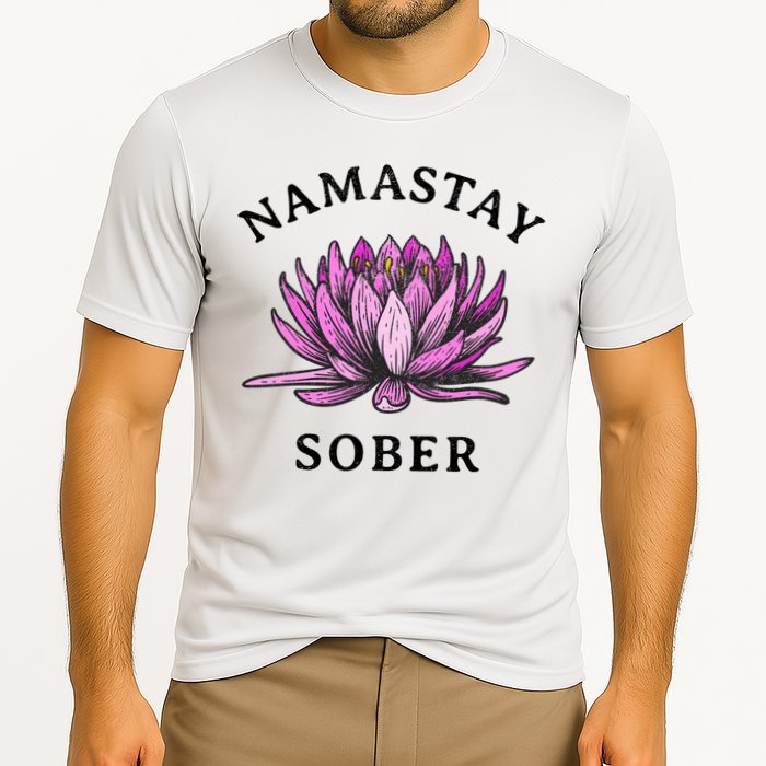 Funny Namastay Sober Na Aa 12 Step Recovery Funny Gift Cooling Performance Crew T-Shirt