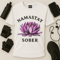 Funny Namastay Sober Na Aa 12 Step Recovery Funny Gift Cooling Performance Crew T-Shirt