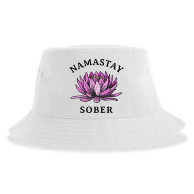 Funny Namastay Sober Na Aa 12 Step Recovery Funny Gift Sustainable Bucket Hat