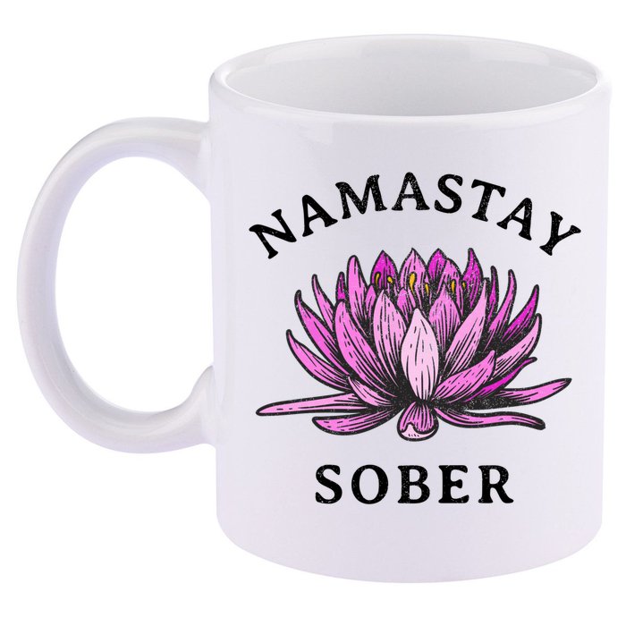 Funny Namastay Sober Na Aa 12 Step Recovery Funny Gift 11oz C Handle Ceramic Mug
