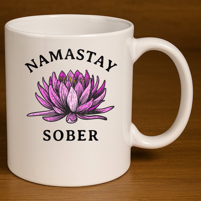 Funny Namastay Sober Na Aa 12 Step Recovery Funny Gift 11oz C Handle Ceramic Mug