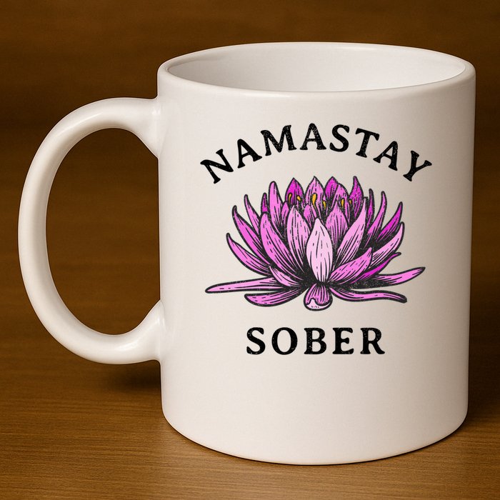 Funny Namastay Sober Na Aa 12 Step Recovery Funny Gift 11oz C Handle Ceramic Mug