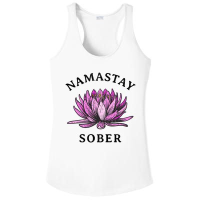 Funny Namastay Sober Na Aa 12 Step Recovery Funny Gift Ladies PosiCharge Competitor Racerback Tank