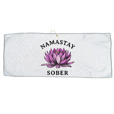 Funny Namastay Sober Na Aa 12 Step Recovery Funny Gift Large Microfiber Waffle Golf Towel