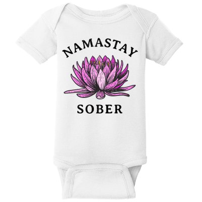 Funny Namastay Sober Na Aa 12 Step Recovery Funny Gift Baby Bodysuit