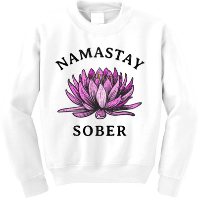 Funny Namastay Sober Na Aa 12 Step Recovery Funny Gift Kids Sweatshirt