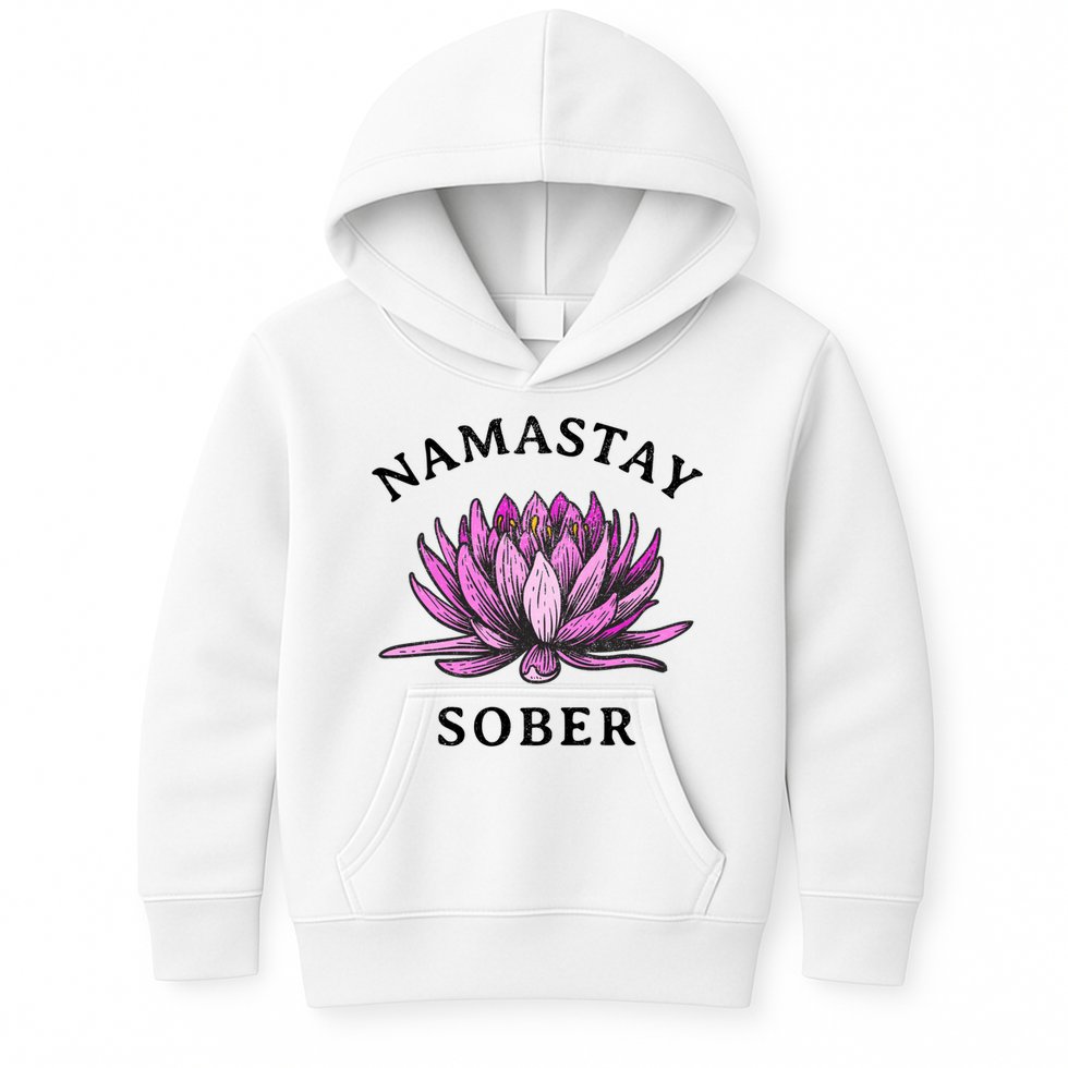 Funny Namastay Sober Na Aa 12 Step Recovery Funny Gift Kids Hoodie