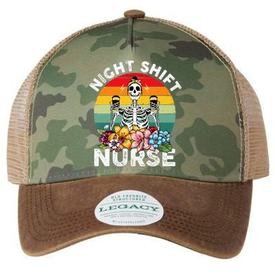 Funny Night Shift Nurse Skeleton Night Shift Nurse Legacy Tie Dye Trucker Hat