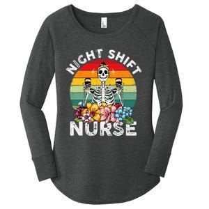 Funny Night Shift Nurse Skeleton Night Shift Nurse Women's Perfect Tri Tunic Long Sleeve Shirt