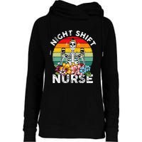 Funny Night Shift Nurse Skeleton Night Shift Nurse Womens Funnel Neck Pullover Hood