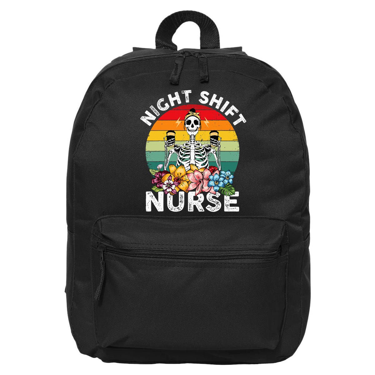 Funny Night Shift Nurse Skeleton Night Shift Nurse 16 in Basic Backpack