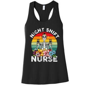 Funny Night Shift Nurse Skeleton Night Shift Nurse Women's Racerback Tank