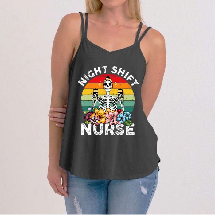 Funny Night Shift Nurse Skeleton Night Shift Nurse Women's Strappy Tank