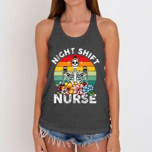 Funny Night Shift Nurse Skeleton Night Shift Nurse Women's Knotted Racerback Tank