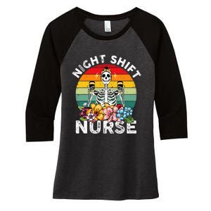 Funny Night Shift Nurse Skeleton Night Shift Nurse Women's Tri-Blend 3/4-Sleeve Raglan Shirt