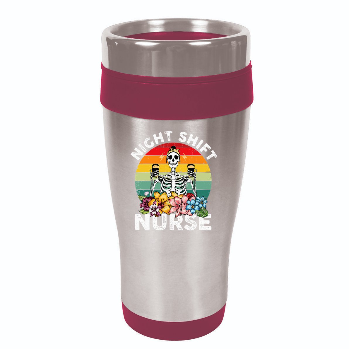 Funny Night Shift Nurse Skeleton Night Shift Nurse 16oz Travel Tumbler