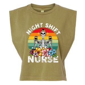 Funny Night Shift Nurse Skeleton Night Shift Nurse Garment-Dyed Women's Muscle Tee