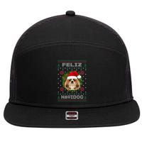 Feliz Navidog Shih Tzu Dog Funny Ugly Christmas Xmas Great Gift 7 Panel Mesh Trucker Snapback Hat