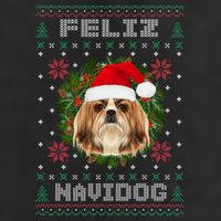 Feliz Navidog Shih Tzu Dog Funny Ugly Christmas Xmas Great Gift 7 Panel Mesh Trucker Snapback Hat