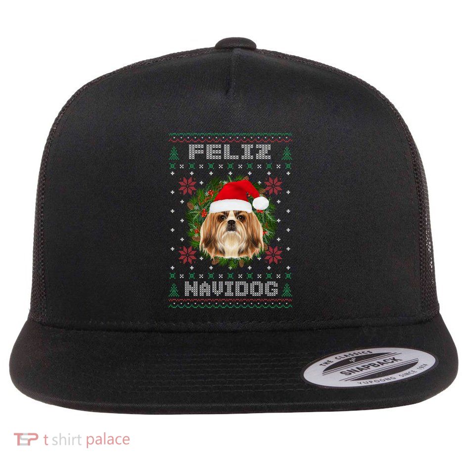 Feliz Navidog Shih Tzu Dog Funny Ugly Christmas Xmas Great Gift Flatbill Hat