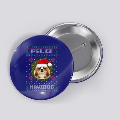 Feliz Navidog Shih Tzu Dog Funny Ugly Christmas Xmas Great Gift Button