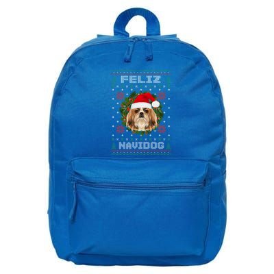 Feliz Navidog Shih Tzu Dog Funny Ugly Christmas Xmas Great Gift 16 in Basic Backpack