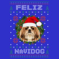 Feliz Navidog Shih Tzu Dog Funny Ugly Christmas Xmas Great Gift Stripe Pom Pom Beanie