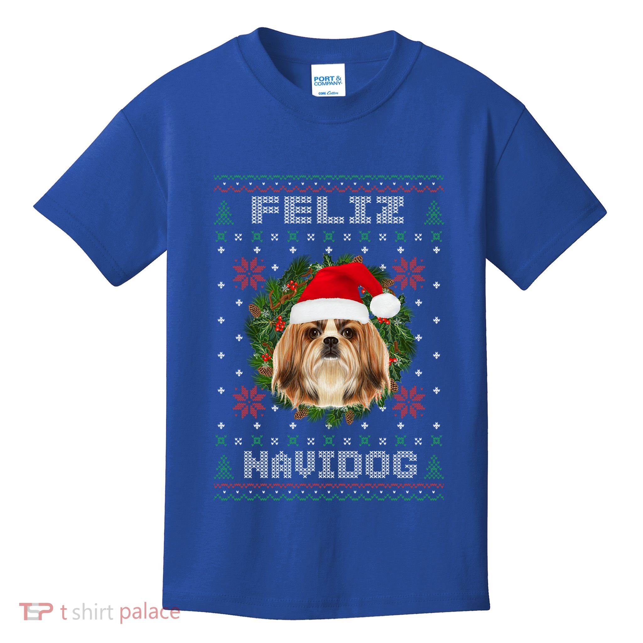 Feliz Navidog Shih Tzu Dog Funny Ugly Christmas Xmas Great Gift Kids T-Shirt