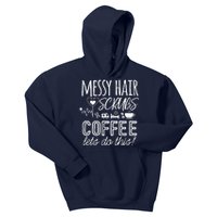 Funny Nurse Student Messy Hair Scrubs Coffee Life School Kids Hoodie