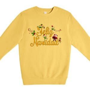 Feliz Navidad Spanish Christmas Elves Santa Premium Crewneck Sweatshirt