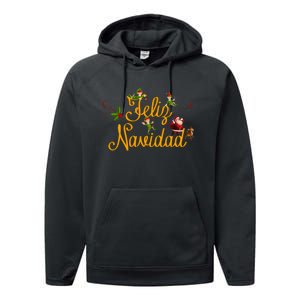 Feliz Navidad Spanish Christmas Elves Santa Performance Fleece Hoodie