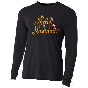 Feliz Navidad Spanish Christmas Elves Santa Cooling Performance Long Sleeve Crew