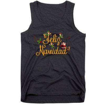 Feliz Navidad Spanish Christmas Elves Santa Tank Top