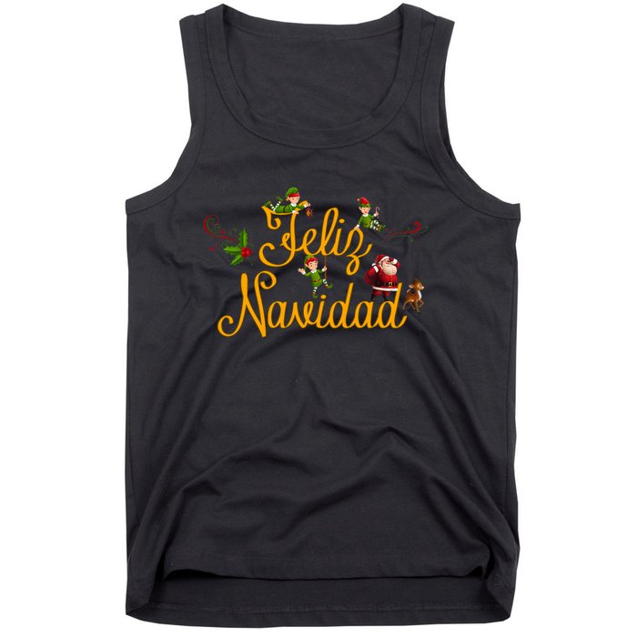 Feliz Navidad Spanish Christmas Elves Santa Tank Top