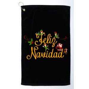 Feliz Navidad Spanish Christmas Elves Santa Platinum Collection Golf Towel