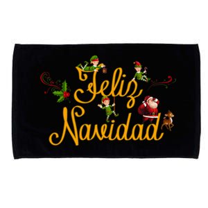 Feliz Navidad Spanish Christmas Elves Santa Microfiber Hand Towel