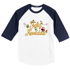 Feliz Navidad Spanish Christmas Elves Santa Baseball Sleeve Shirt