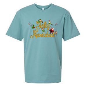 Feliz Navidad Spanish Christmas Elves Santa Sueded Cloud Jersey T-Shirt