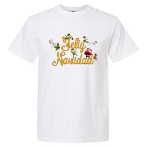 Feliz Navidad Spanish Christmas Elves Santa Garment-Dyed Heavyweight T-Shirt